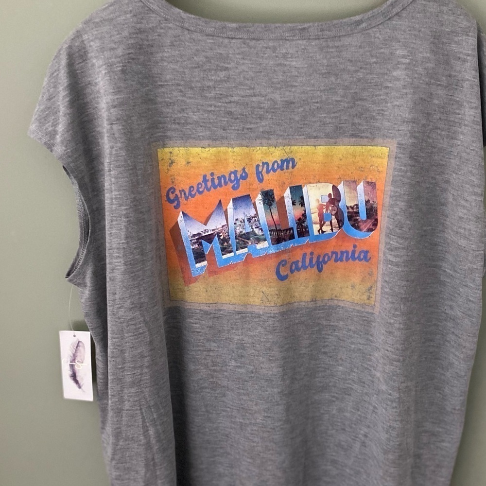 NWT Jessica Simpson Asher Flutter Sleeve Graphic T-Shirt Top Size 1X - Picture 4 of 8